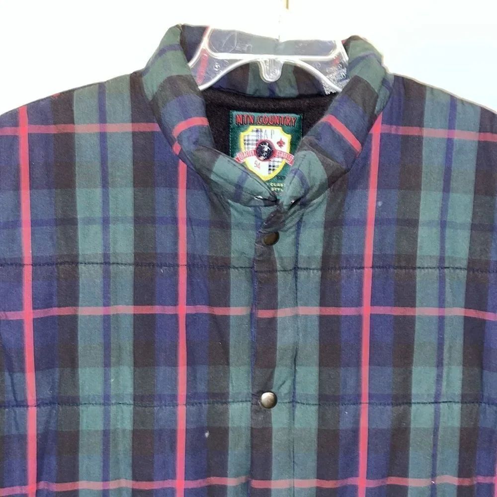 Vintage Gap MNT Country Plaid Tartan Puffer Puffy Fleece Lined Men’s Vest Jacket